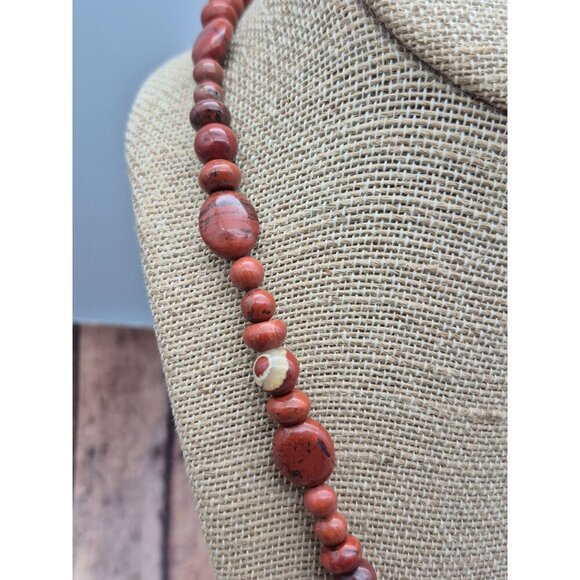 Artisan 2 Piece Set Red Jasper Natural Stone Pendant Necklace & Wrap Bracelet - Picture 5 of 11